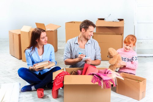 Removal team planning a move in Kingston with boxes and furniture